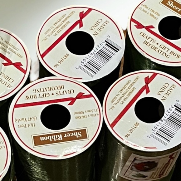 Lot/7 Sheer Ribbon Green 4.45” New! - Picture 6 of 9
